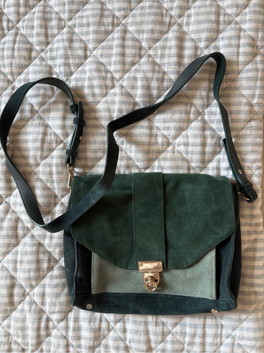 Sezane Green Leather two-tone purse